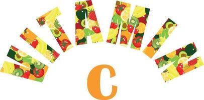 Vitamin C. Icon Vitamin C. Vector illustration. Food. Healthy.