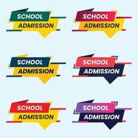 different color school admission open banner design set vector