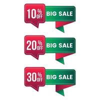 big sale up to 10,20,30 percent off sale and discount offer banner design set vector