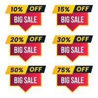 big sale different percent discount sticker discount price tag set. up to 10,20,30,40,50,70,percent off sale and discount offer banner vector