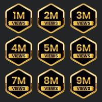 1 million to 9 million plus views celebration thumbnail design vector