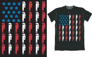 Plumber USA Flag Plumbing T Shirt Design vector