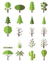 Flat trees set vector