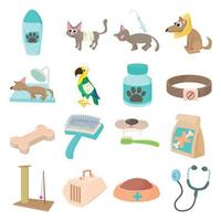 Veterinary icons set vector