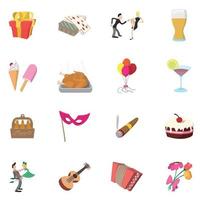 Party Icons set, cartoon style vector