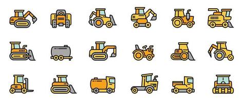 Agricultural machines icons set outline vector. Harvest combine vector