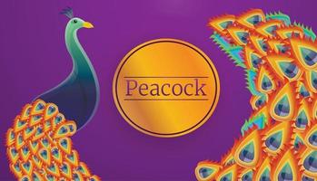banner de concepto de pájaro pavo real, estilo de dibujos animados