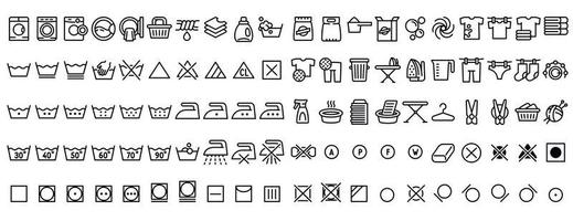 Laundry icons set, outline style vector