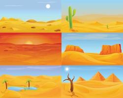 Desert banner set, cartoon style vector