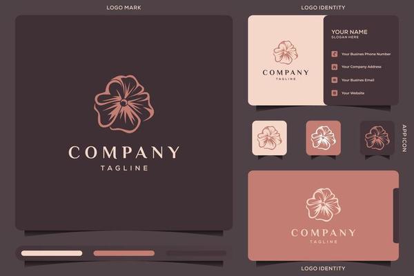 Flower logo design and business card template