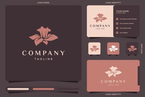 Flower logo design and business card template