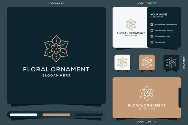 Floral ornament logo and icon with business card template