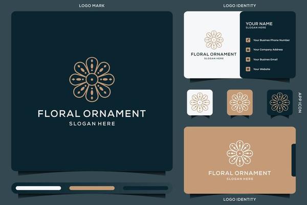 Floral ornament logo and icon with business card template