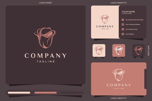 Flower logo design and business card template