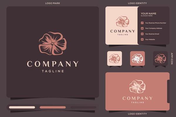 Flower logo design and business card template