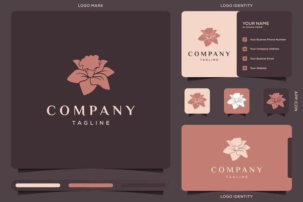 Flower logo design and business card template