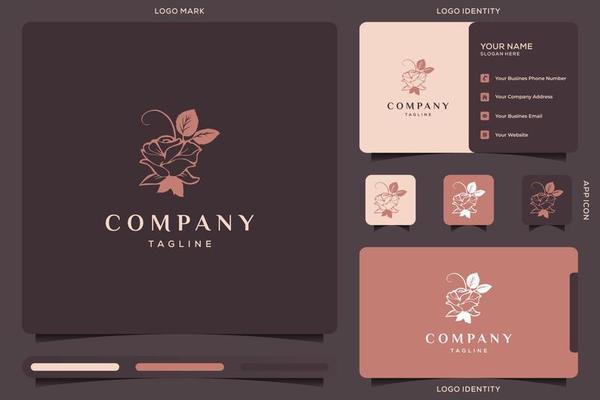 Flower logo design and business card template