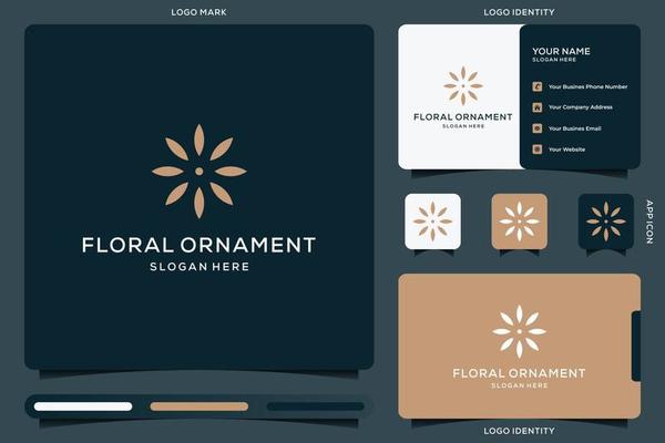 Floral ornament logo and icon with business card template