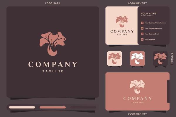 Flower logo design and business card template