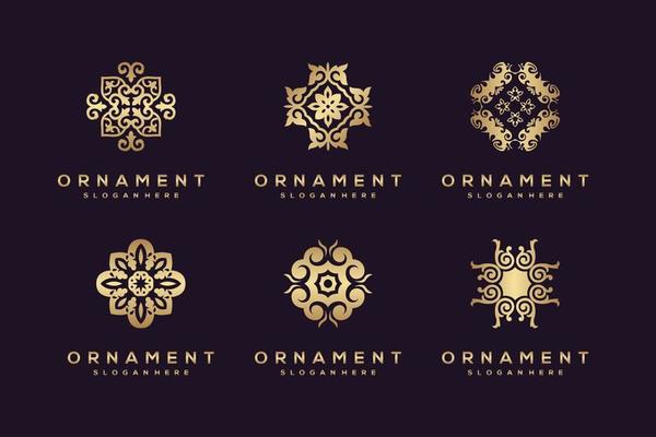 Ornament floral logo and icon design set