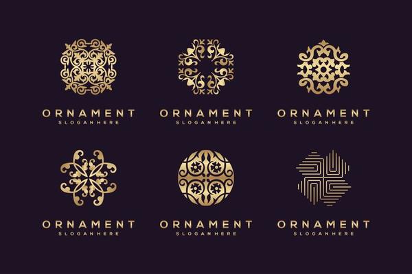 Ornament floral logo and icon design set