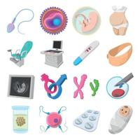 Pregnancy cartoon icons set vector