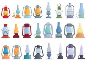 Kerosene icons set, cartoon style vector