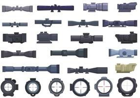 Telescopic sight icons set, cartoon style vector