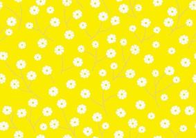 Horizontally And Vertically Repeatable Vector Floral Pattern On A Yellow Background.