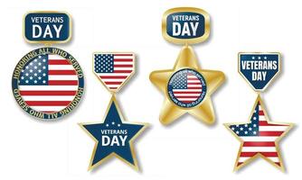 Veterans day logo set, realistic style vector