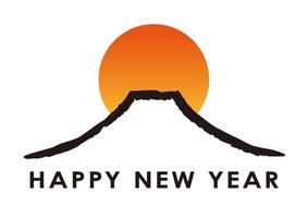 New Years Greeting Symbol With Mount Fuji And Sunrise Isolated On A White Background. vector