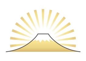 símbolo de saludo auspicioso de año nuevo con monte fuji y rayos de sol. vector
