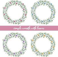 Set of wreaths with cute variegated flowers vector