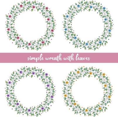 Set of wreaths with cute variegated flowers