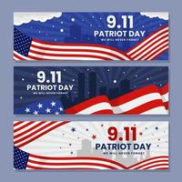 Banner Set Commemorate the September 11 Attacks vector