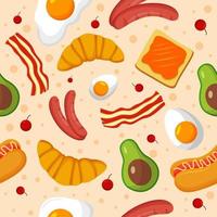 Seamless Pattern Background with Breakfast Elements vector