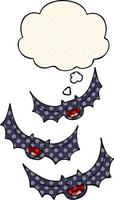 cartoon vampire bats and thought bubble in comic book style vector