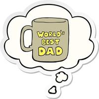 taza del mejor papá del mundo y burbuja de pensamiento como pegatina impresa vector