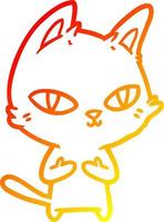 warm gradient line drawing cartoon cat staring vector