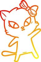 warm gradient line drawing cartoon cat vector