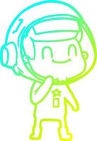 cold gradient line drawing happy cartoon astronaut vector