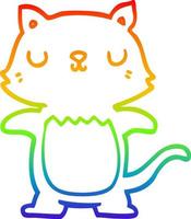 gato de dibujos animados de dibujo de línea de gradiente de arco iris vector