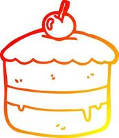 warm gradient line drawing cartoon cake vector