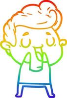 rainbow gradient line drawing happy cartoon man vector