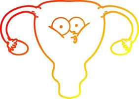 warm gradient line drawing cartoon uterus vector