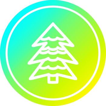 árbol nevado circular en espectro de gradiente frío vector
