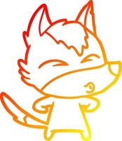 warm gradient line drawing cartoon wolf whistling vector