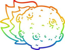 asteroide de dibujos animados de dibujo de línea de gradiente de arco iris vector