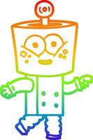 rainbow gradient line drawing happy cartoon robot pointing vector