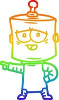 rainbow gradient line drawing cartoon robot vector